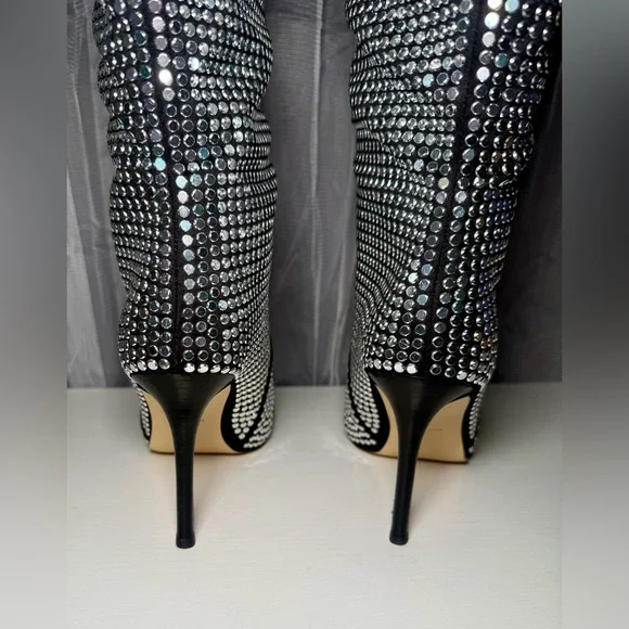 Michael Kors Dawn Silver studded Heeled Boots 7 - Picture 7 of 14
